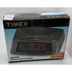 Timex T229B AM/FM Alarm Clock Radio Large Red LED Display Black Bedside Clock